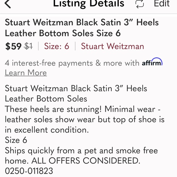 Stuart Weitzman Black Satin 3” Heels Leather Bottom Soles Size 6 - Picture 2 of 10